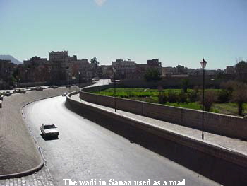 The wadi in Sanaa used as a road